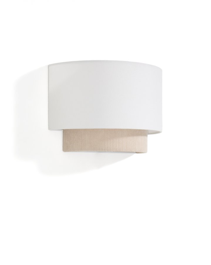 KAVE HOME Bianella v�glampe - hvid bomuld og beige fl�jl