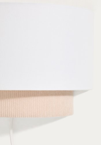KAVE HOME Bianella v�glampe - hvid bomuld og beige fl�jl