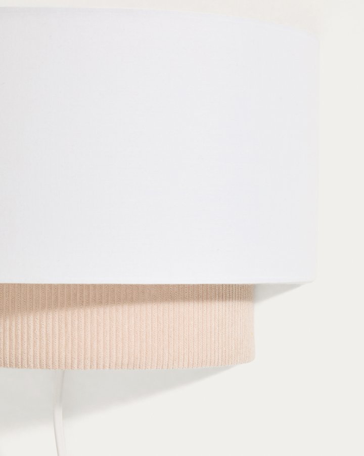 KAVE HOME Bianella v�glampe - hvid bomuld og beige fl�jl