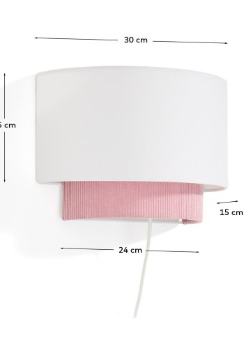 KAVE HOME Bianella v�glampe - hvid bomuld og lyser�d fl�jl