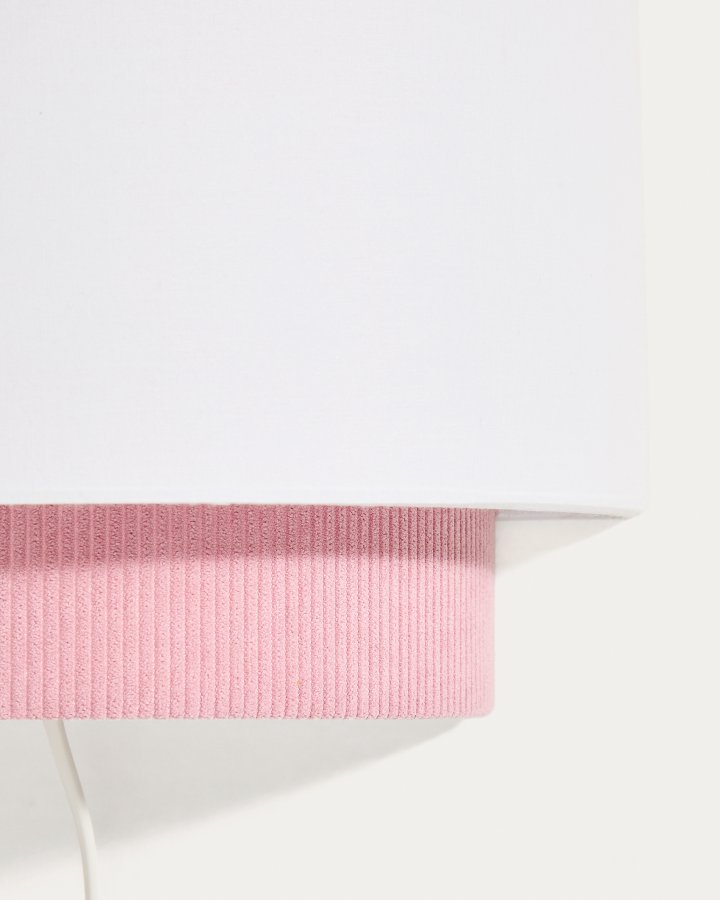 KAVE HOME Bianella v�glampe - hvid bomuld og lyser�d fl�jl