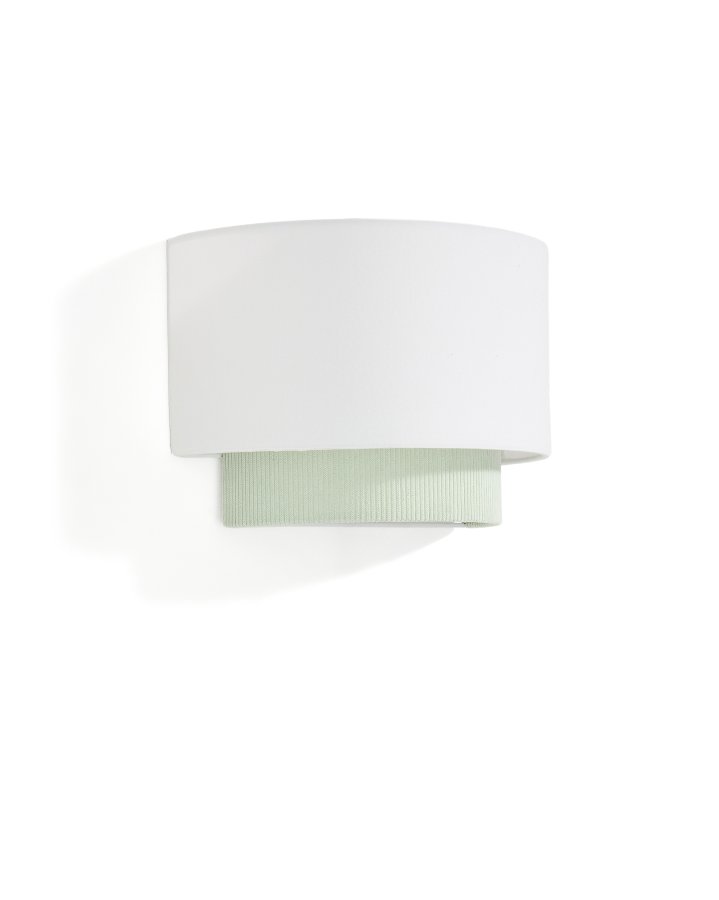 KAVE HOME Bianella v�glampe - hvid bomuld og turkis fl�jl