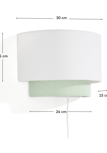 KAVE HOME Bianella v�glampe - hvid bomuld og turkis fl�jl