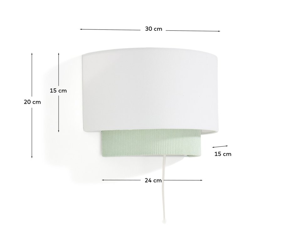 KAVE HOME Bianella v�glampe - hvid bomuld og turkis fl�jl