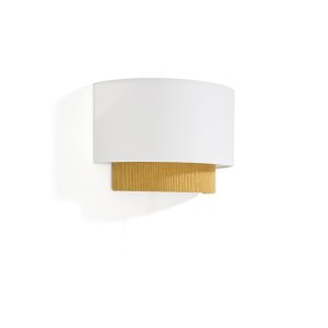 KAVE HOME Bianella v�glampe - hvid bomuld og sennepsfarvet fl�jl