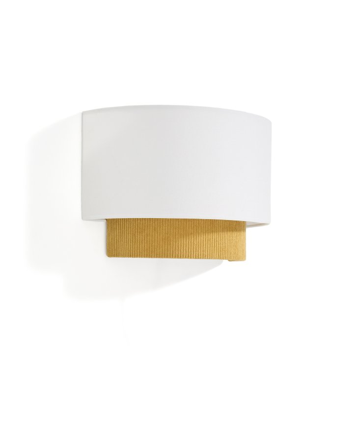 KAVE HOME Bianella v�glampe - hvid bomuld og sennepsfarvet fl�jl