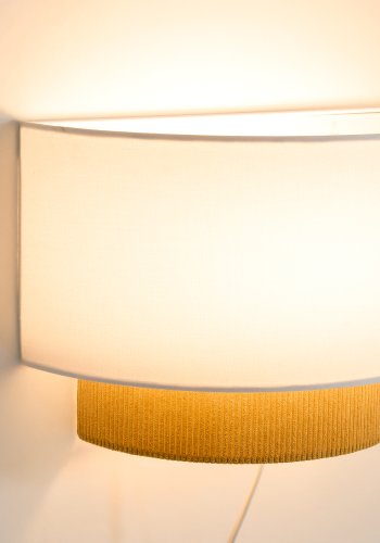 KAVE HOME Bianella v�glampe - hvid bomuld og sennepsfarvet fl�jl