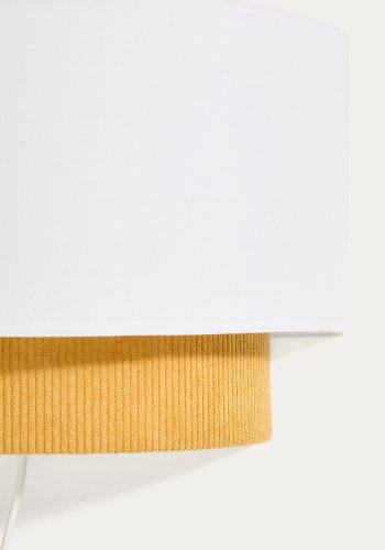 KAVE HOME Bianella v�glampe - hvid bomuld og sennepsfarvet fl�jl