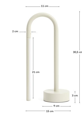 KAVE HOME Bow b�rbar bordlampe, genopladelig - gr� aluminium