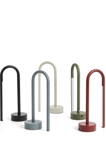 KAVE HOME Bow b�rbar bordlampe, genopladelig - bl� aluminium