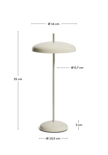 KAVE HOME Porte b�rbar bordlampe, m. justerbar h�jde, genopladelig - lysegr� aluminium