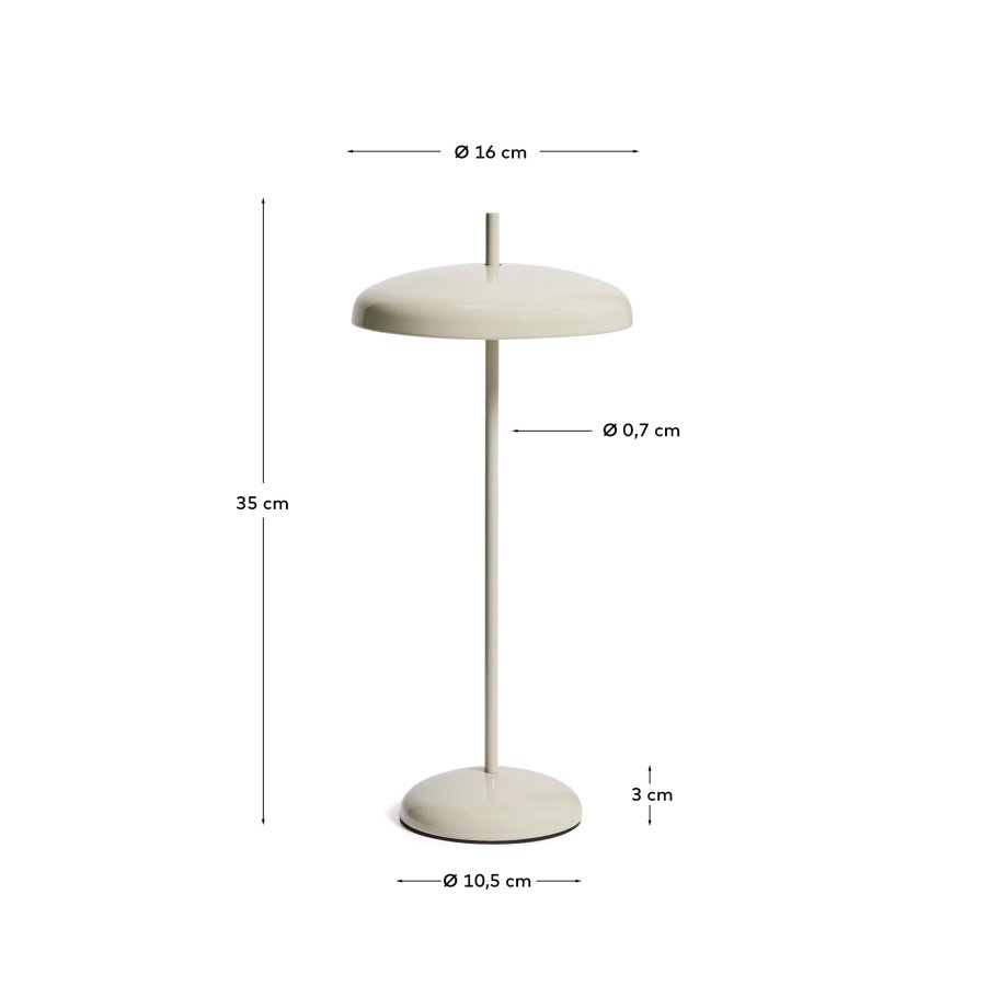 KAVE HOME Porte b�rbar bordlampe, m. justerbar h�jde, genopladelig - lysegr� aluminium