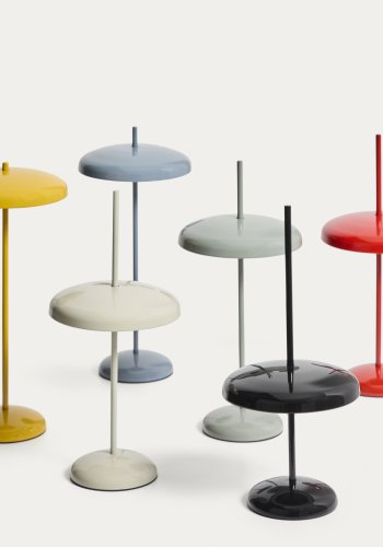 KAVE HOME Porte b�rbar bordlampe, m. justerbar h�jde, genopladelig - bl� aluminium