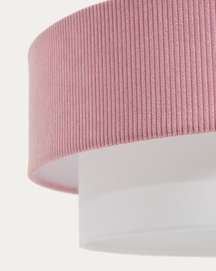 KAVE HOME Bianella loftlampe - hvid bomuld og lyser�d fl�jl