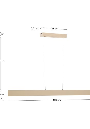 KAVE HOME Boadella taklampe i aluminium med beige lakkert overflate