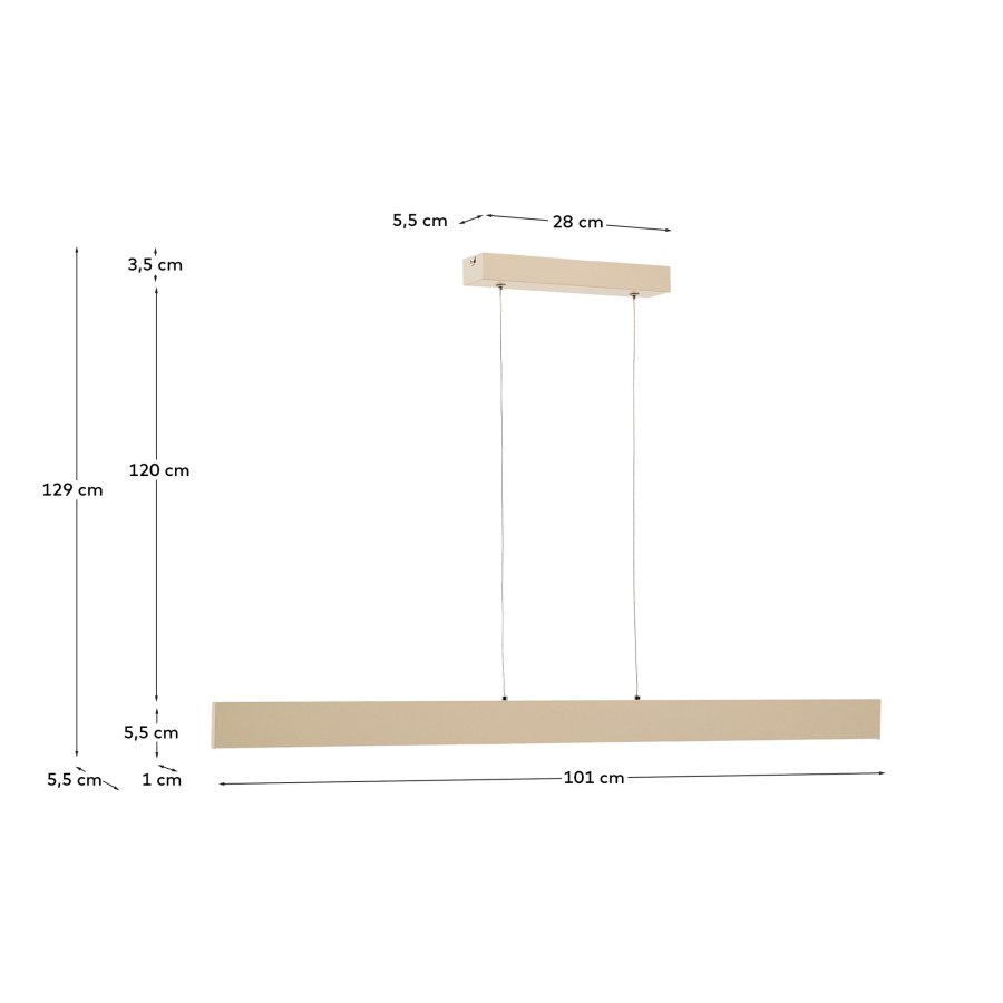 KAVE HOME Boadella taklampe i aluminium med beige lakkert overflate