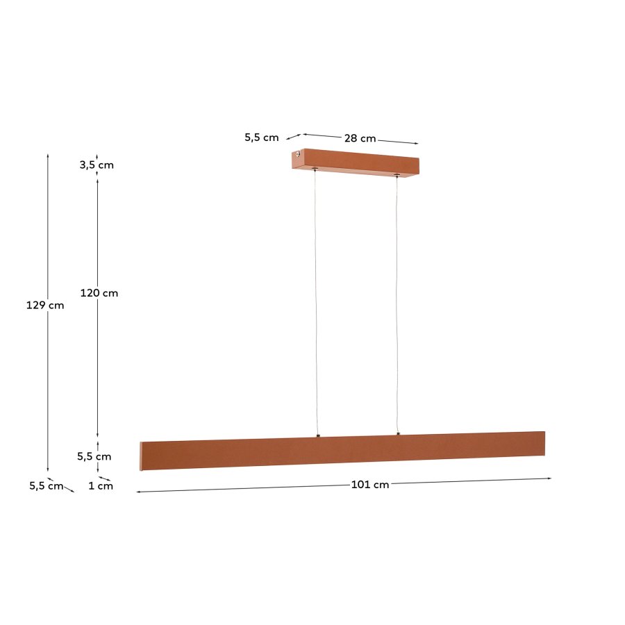 KAVE HOME Boadella taklampe i aluminium med terrakottalakert overflate