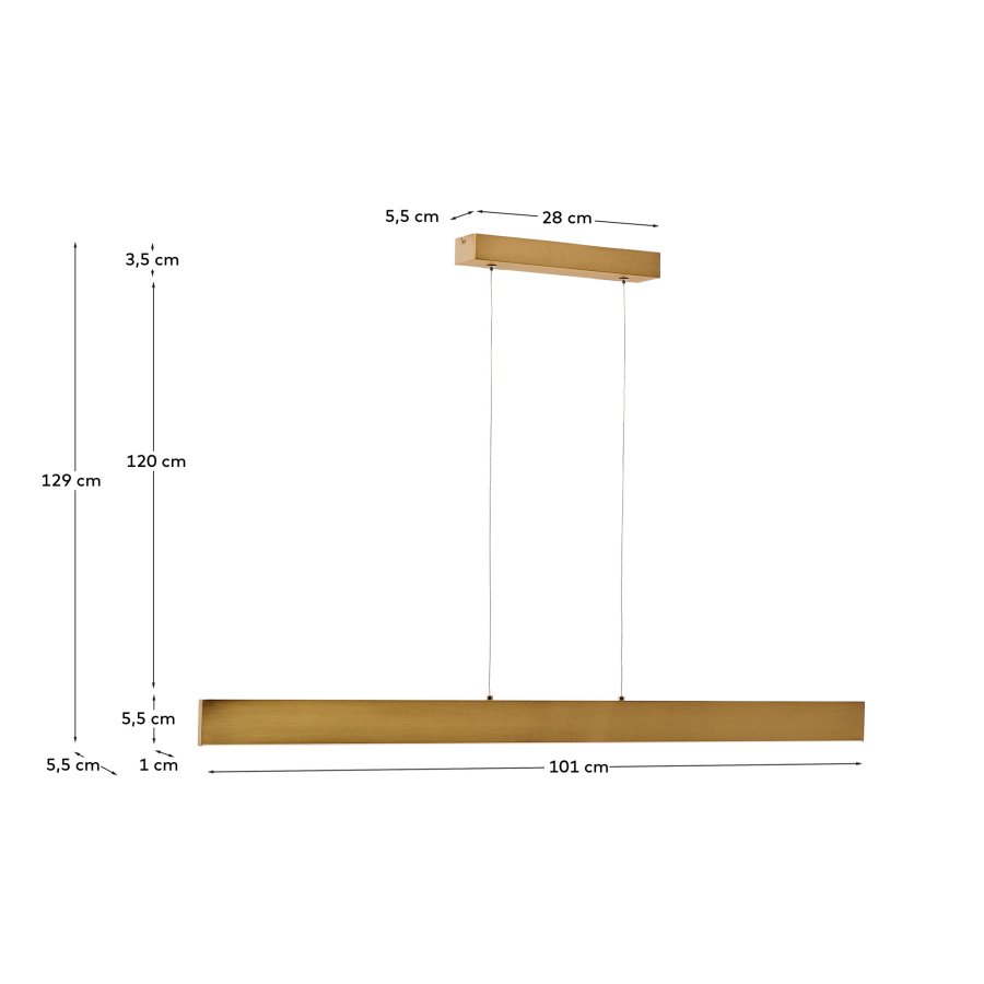 KAVE HOME Boadella taklampe i aluminium med gullmalt finish