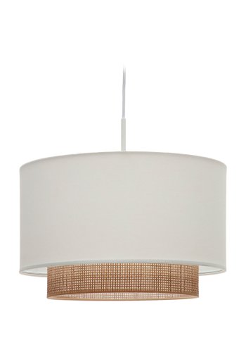 KAVE HOME Erna taklampeskjerm, rund - hvitt stoff og bambus (40)
