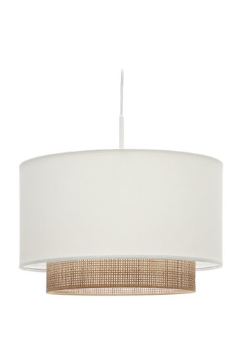KAVE HOME Erna taklampeskjerm, rund - hvitt stoff og bambus (40)