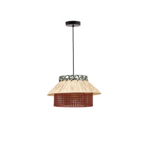 KAVE HOME Pulmi loftlampe, rund - natur/terracotta/bl polyrattan/rattan (40)