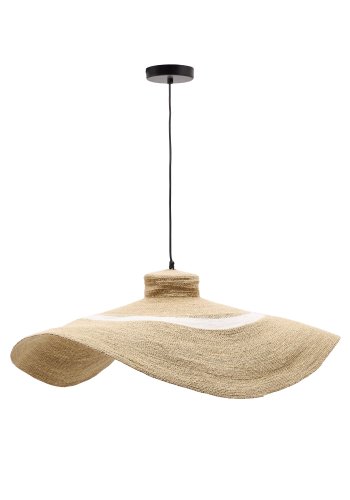 KAVE HOME Albenya taklampe, rund - hvit bomull og naturlig sjgress (90)