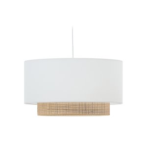 KAVE HOME Erna loftlampeskrm, rund - hvid stof og natur bambus (60)