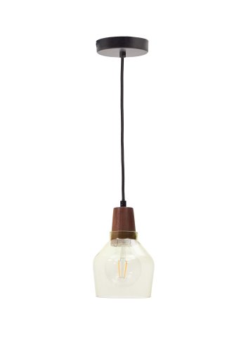KAVE HOME Silex taklampe, rund - grnt glass og brun valntt finish (13)