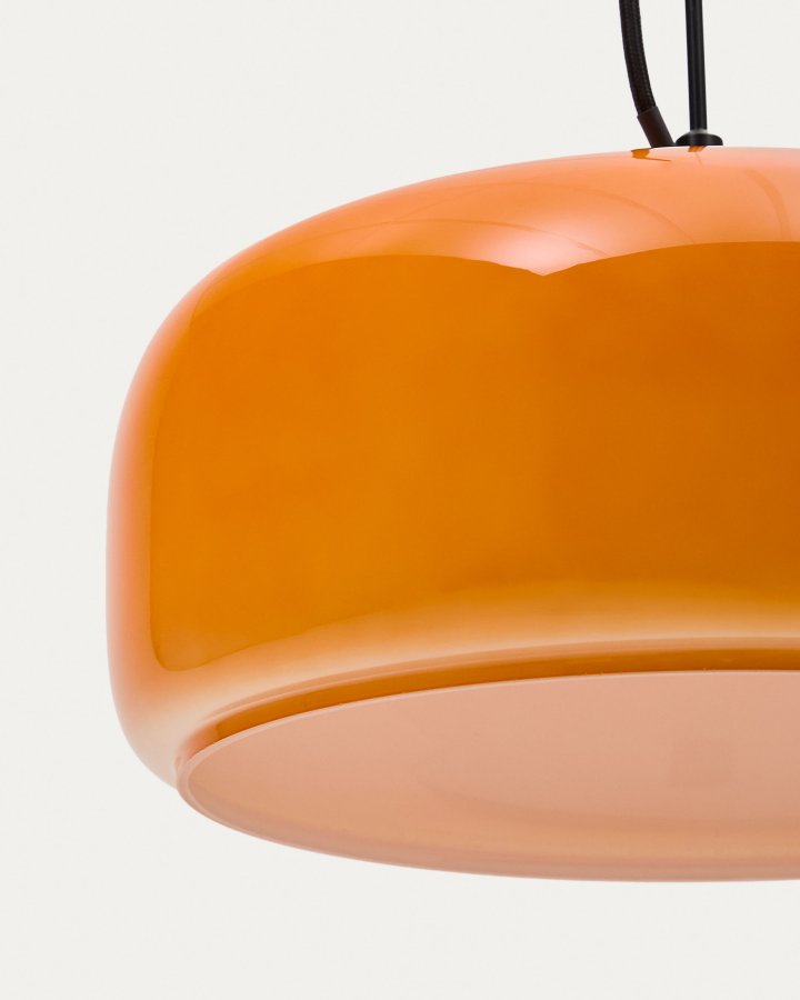 KAVE HOME Reig taklampe, rund - oransje glass (38)