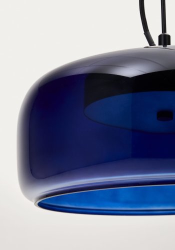 KAVE HOME Reig taklampe, rund - bltt glass (38)