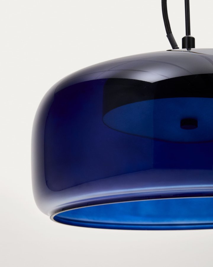 KAVE HOME Reig taklampe, rund - bltt glass (38)