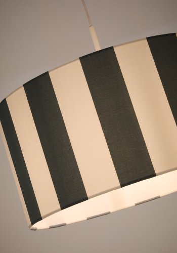 KAVE HOME Ciral taklampeskjerm for barn, rund - bl og hvite striper stoff (40)