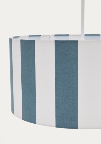 KAVE HOME Ciral taklampeskjerm for barn, rund - bl og hvite striper stoff (40)