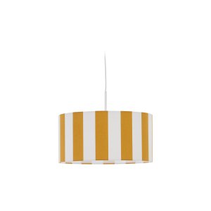 KAVE HOME Ciral loftslampeskrm til brn, rund - gule og hvide striber stof (40)