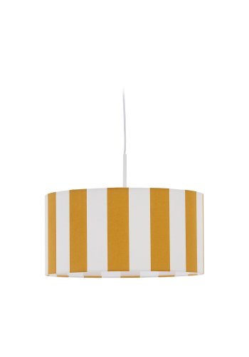 KAVE HOME Ciral taklampeskjerm for barn, rund - gule og hvite striper stoff (40)