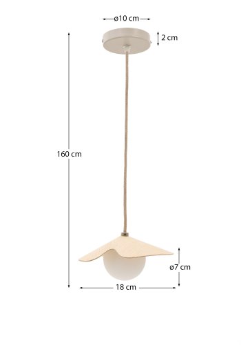 KAVE HOME Wilara loftlampe - 1 hvid r�get glaskugle og egetr�sfiner