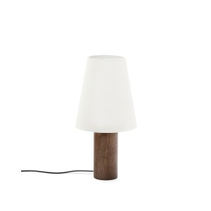 KAVE HOME Marga bordlampe - elfenben bomuld og m�rkebrun gummitr�