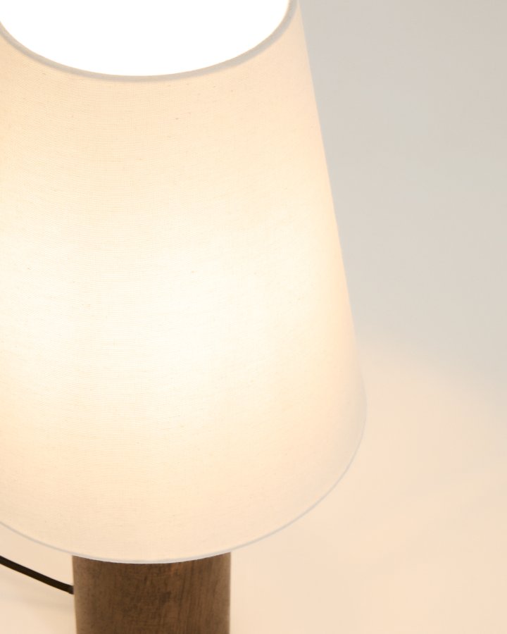 KAVE HOME Marga bordlampe - elfenben bomuld og m�rkebrun gummitr�