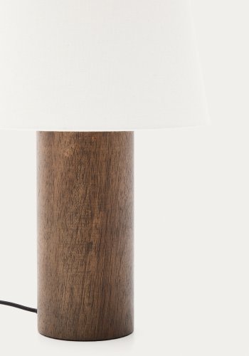 KAVE HOME Marga bordlampe - elfenben bomuld og m�rkebrun gummitr�