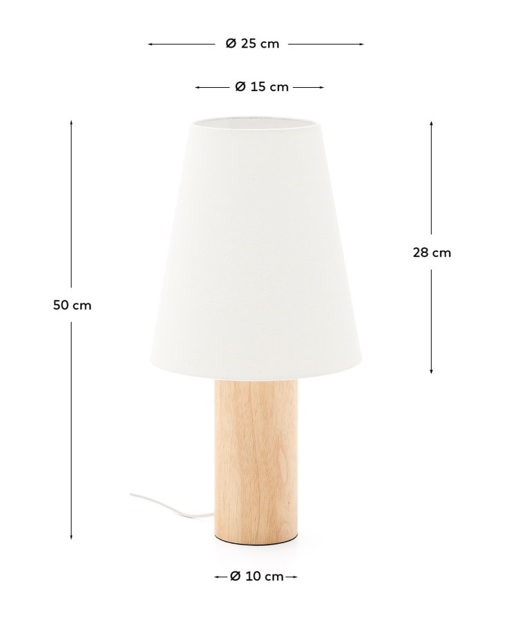 KAVE HOME Marga bordlampe - elfenben bomuld og natur gummitr�
