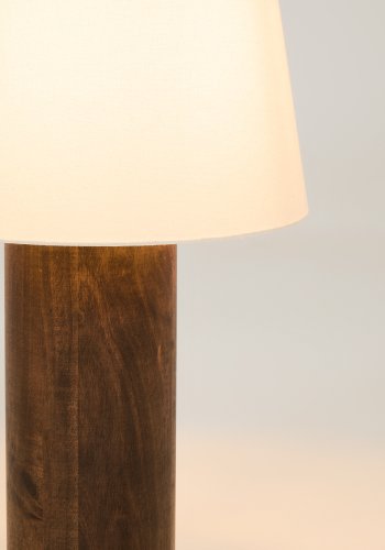 KAVE HOME Marga gulvlampe - elfenben bomuld og m�rkebrun gummitr�