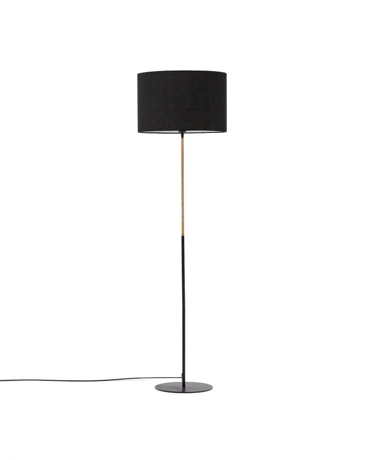 KAVE HOME Canar gulvlampe - sort bomuld, rattan og metal