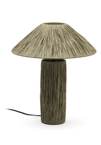 KAVE HOME Samse bordlampe - grnn polyrattan/rotting