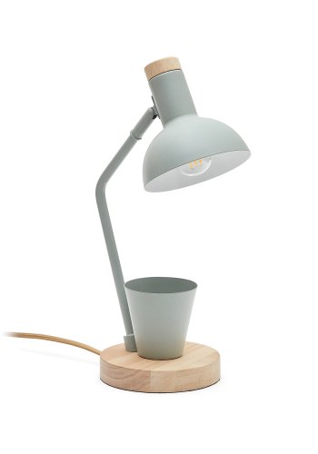 KAVE HOME Katia skrivebordslampe, med blyantholder - tre og grnt metall 