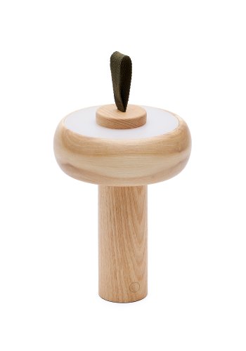 KAVE HOME Luba brbar bordlampe - naturlig ask med grnt bomullshndtak