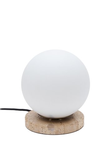 KAVE HOME Malachi bordlampe - hvitglasert glass og travertinstein