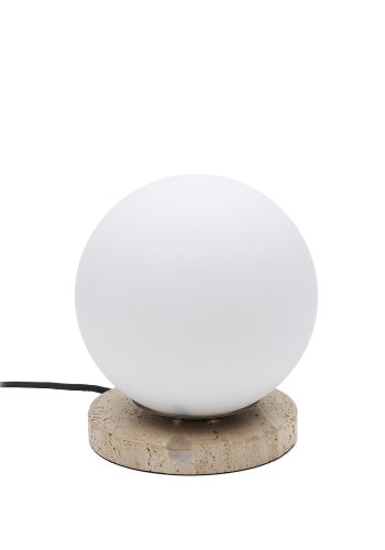 KAVE HOME Malachi bordlampe - hvitglasert glass og travertinstein