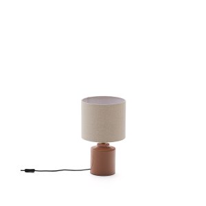 KAVE HOME Daeli bordslampa i keramik med orange finish och beige bomull