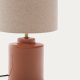 KAVE HOME Daeli keramisk bordlampe med oransje finish og beige bomull