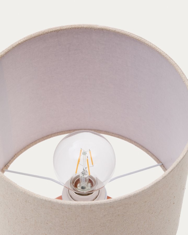 KAVE HOME Daeli keramisk bordlampe med oransje finish og beige bomull